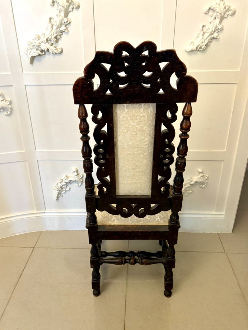 Antique Victorian Quality Set of 4 Carved Oak Dining Chairs
